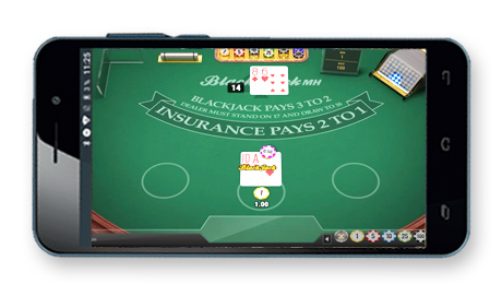 Un jeu de blackjack en ligne sur smartphone